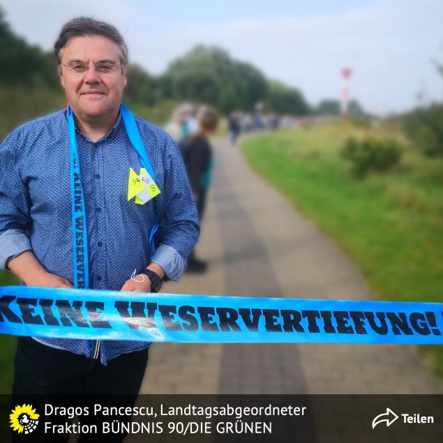 Blaues Band gegen Weservertiefung